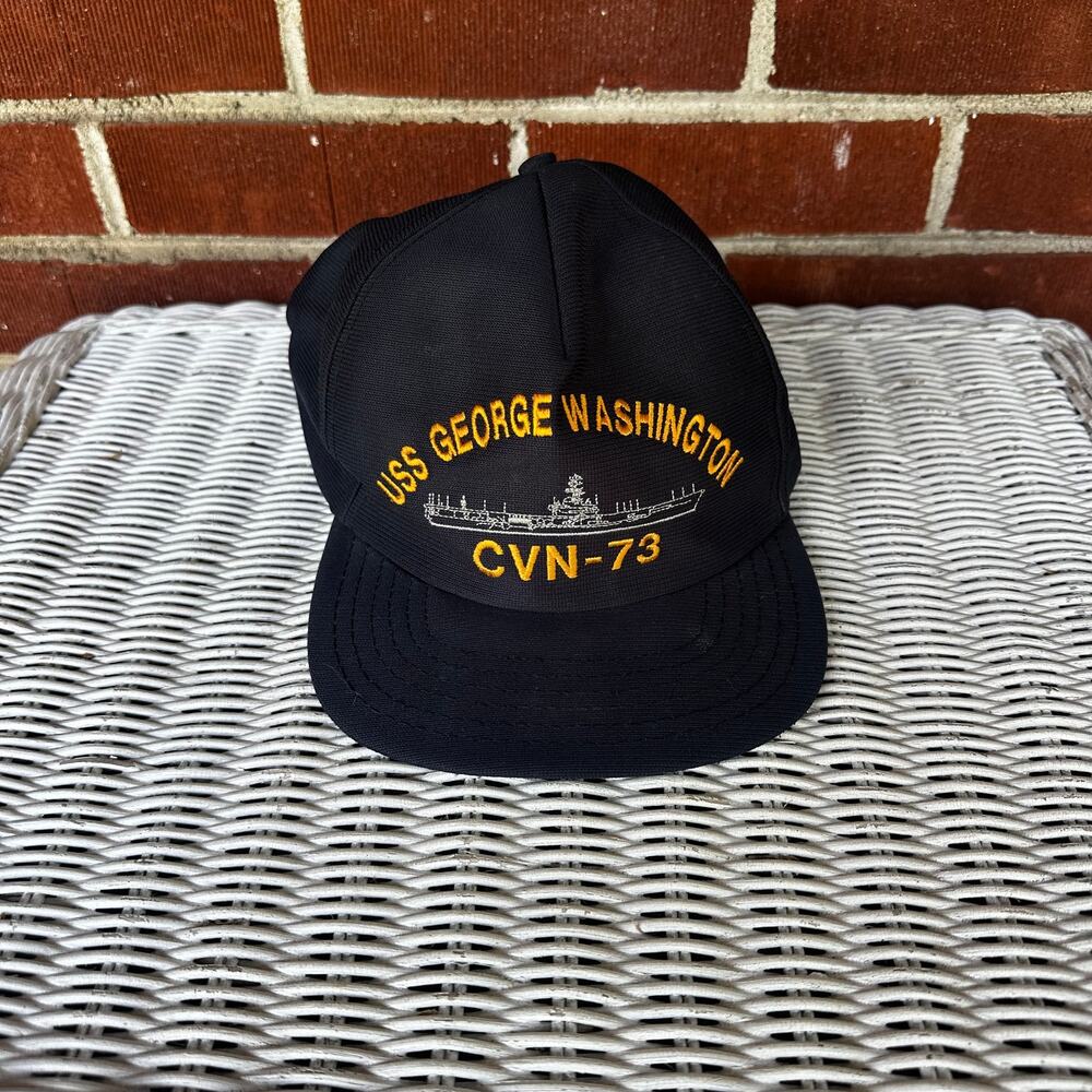 Vintage 90s USS George Washington CVN-73 Navy Snapback Hat USA Made